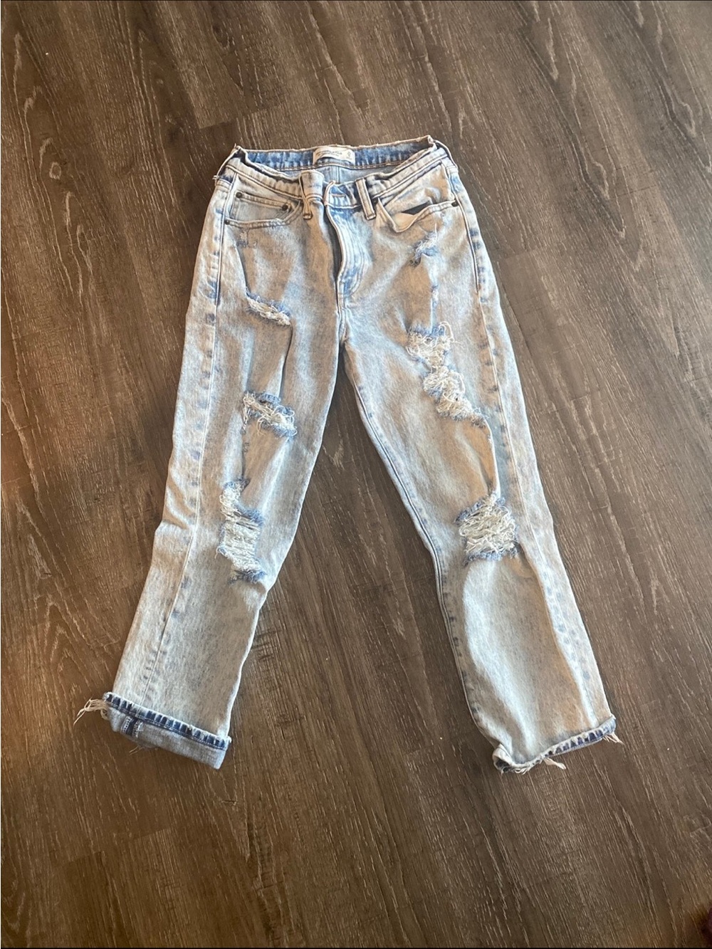 Abercrombie & Fitch Light Blue Distressed Boyfriend Jeans